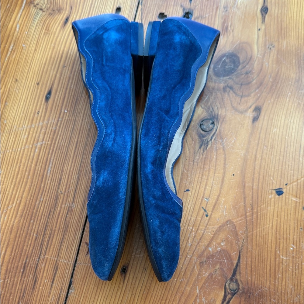 FS/NU Suede Blue Women's Scalloped Leather Upper Flats Shoes Size 8.5 - Picture 5 of 10
